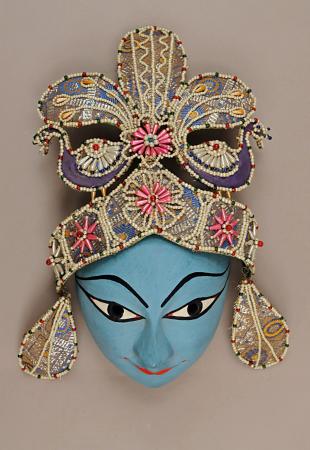 Maska teatralna ćhau - Kryszna, Indie 1976 (wł. Muzeum Azji i Pacyfiku W-wa)