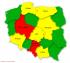 Rys. 4. Poziom infekcji w poszczególnych województwach, czerwiec 2009