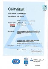 Certyfikat ISO 9001:2008 dla firmy Soudal Sp. z o.o.