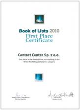 I miejsce Contact Center w rankingu Book of Lists 2010