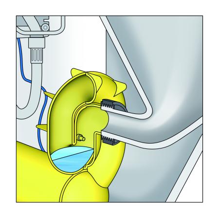 Aby nie powstawał nieprzyjemny zapach, czujnik rozpoznaje niski poziom wody w syfonie i uzupełnia ją