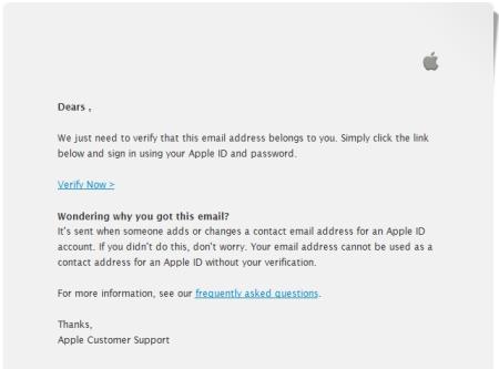 Sfałszowana wiadomość e-mail, w której cyberprzestępcy podszywają się pod firmę Apple