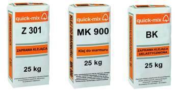 Zaprawy klejące: Z 301, MK 900, BK Fot. quick-mix