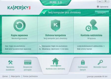 Kaspersky PURE 3.0 - okno główne