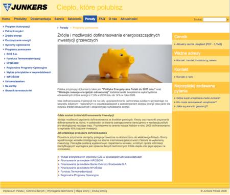 Nowy układ i szata graficzna serwisu internetowego Junkersa - Fot. Junkers