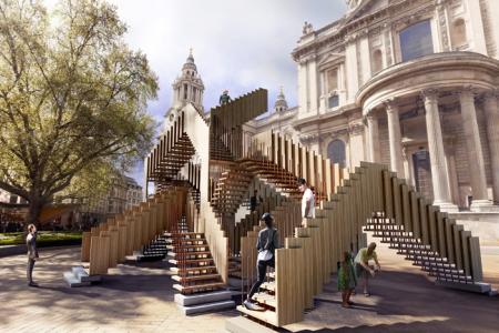 Wizualizacja instalacji Endless Stair przed Katedrą św. Pawła w Londynie, fot. Cityscape