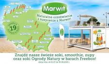 Świeże soki i inne zdrowe produkty Marwit na plażach i w górach! Znajdziesz je w barach Freebox