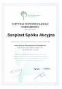 Certyfikat dla firmy Sanplast S.A.