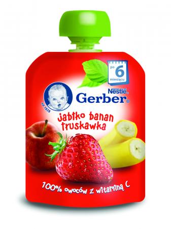 Owocowe tubki Gerber Jabłko, banan, truskawka