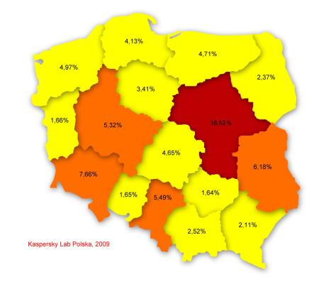 Poziom infekcji w poszczególnych województwach