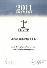 Contact Center sp. z o.o. ponownie liderem rankingu Book of Lists