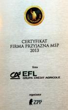EFL z tytułem Firmy Przyjaznej MŚP