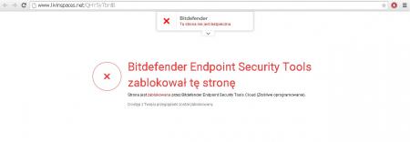 Zablokowana przez Bitdefendera strona.