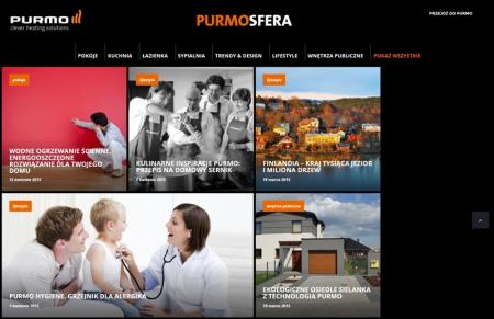 Interfejs bloga "Purmosfera" marki PURMO