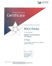 Roca Polska wśród TOP 3 firm w programie KAIZENTM Award Poland 2024