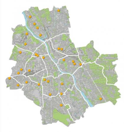 Lokalizacja inwestycji deweloperskich wprowadzonych do oferty w III kwartale 2011 r. w Warszawie