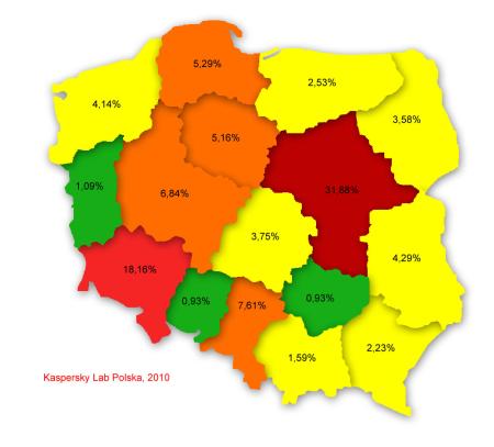 Rys. 3. Poziom infekcji w poszczególnych województwach