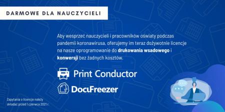fCoder udostępnia bezpłatnie DocuFreezer i Print Conductor dla nauczycieli
