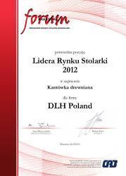 Dyplom Lidera Rynku Stolarki Budowlanej dla firmy DLH Poland Fot. DLH Poland