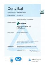 ISO środowiskowe dla Lafarge Kruszywa i Beton
