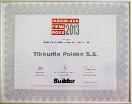 Tikkurila Polska Budowlaną Firmą Roku