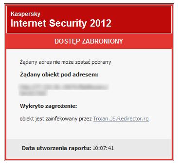 Komunikat o wykryciu szkodliwego programu