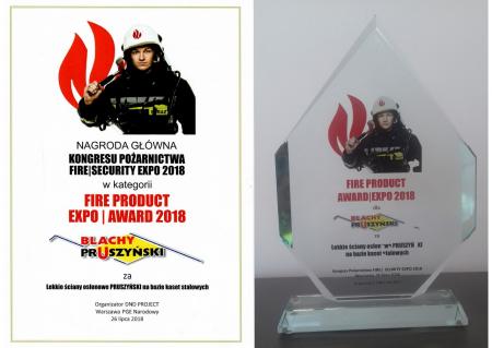 Firma Blachy Pruszyński -nagroda  FIRE SECURITY EXPO 2018