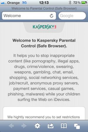 Interfejs programu Kaspersky Parental Control