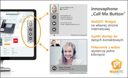 Przycisk innovaphone "Call Me" umożliwia bezpośredni kontakt z pracownikiem firmy za pomocą jednego