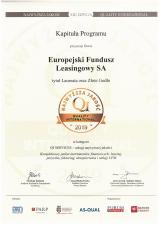 Jakość usług EFL nagrodzona Złotym Godłem
