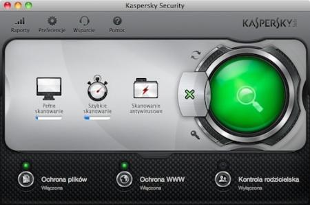Okno główne Kaspersky Security for Mac