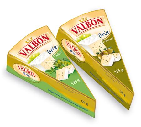 Valbon Brie z dodatkiem ziół oraz Valbon Brie z dodatkiem oliwek są dostępne w mniejszej formie.