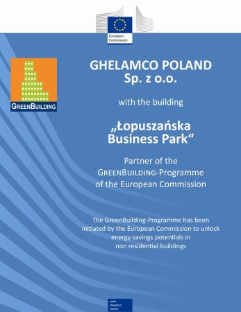 Certyfikat GreenBuilding Programme dla Łopuszańska Business Park