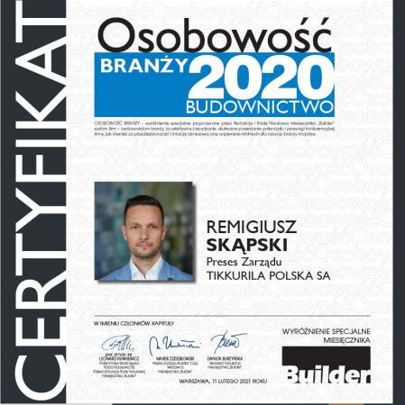 Remigiusz Skąpski, Prezes Tikkurila, Osobowość Branży Roku 2020