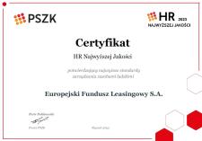 EFL z certyfikatem HR Najwyższej jakości 2023