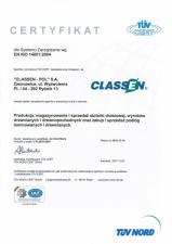 Classen-Pol z certyfikatem środowiskowym ISO 14001:2004