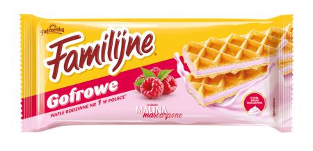 Familijne Gofrowe Malina & Mascarpone, 140 g, sugerowana cena detaliczna: 5,35 zł