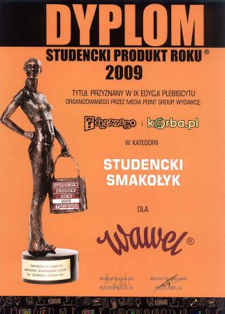 Wawel wygrał w plebiscycie Studencki Produkt Roku 2009