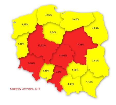 Rys. 3. Poziom infekcji w poszczególnych województwach