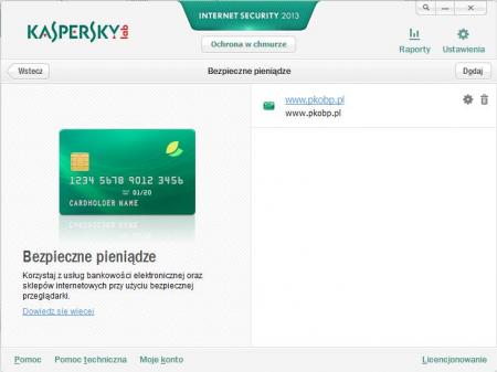 Technologia Bezpieczne pieniądze wbudowana w Kaspersky Internet Security 2013
