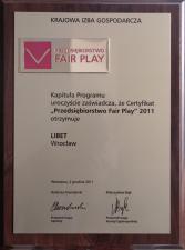 Libet firmą "Fair Play 2011"