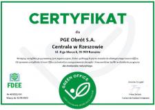 PGE Obrót z certyfikatem "Zielone Biuro"