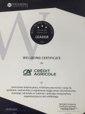Credit Agricole z certyfikatem Wellbeing Leader 2019